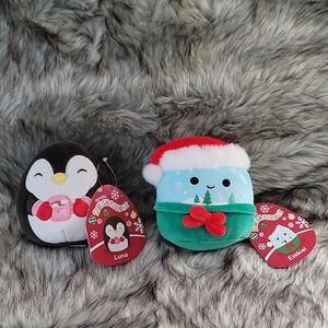 Squishmallows Holiday Penguin and Snow Globe Plush Set